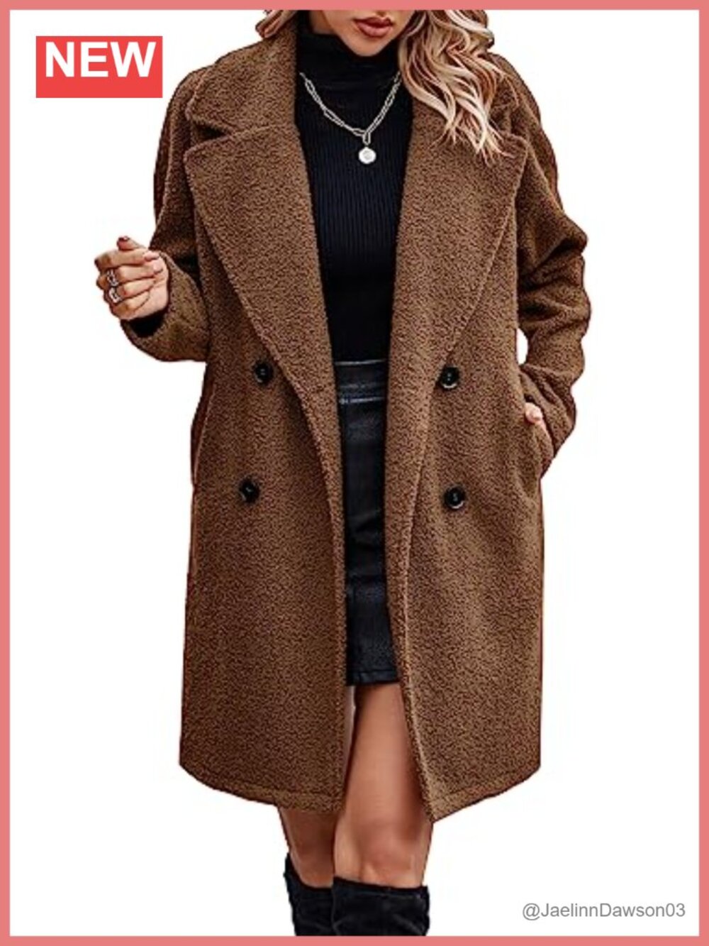 Long Sherpa Coat Fuzzy Faux Fur Trench Jacket Fleece Button Cardigan Pockets